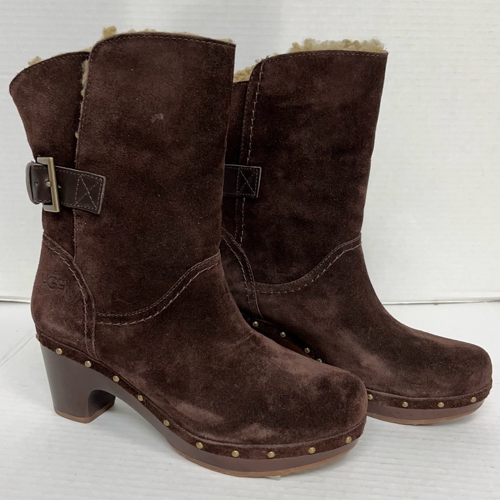 EUC UGG | Brown Suede Amoret Boots Clog Style #1003373 Size 7 - Picture 3 of 12